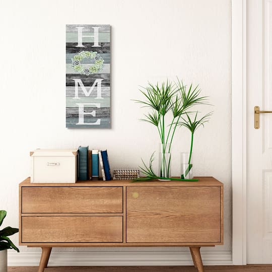 Stupell Industries Succulent Wreath Welcome Home Sign Green Black Canvas Wall Art